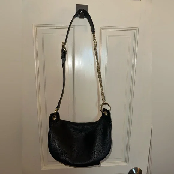 Black Genuine Leather Belt Sling Bag - Picture 4 of 5